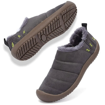 DimaiGlobal Mens Snow Boots Winter Boots Warm Ankle Boots Slip On Fur Lined Booties Water Resistant Outdoor Walking Shoes Grey 11US