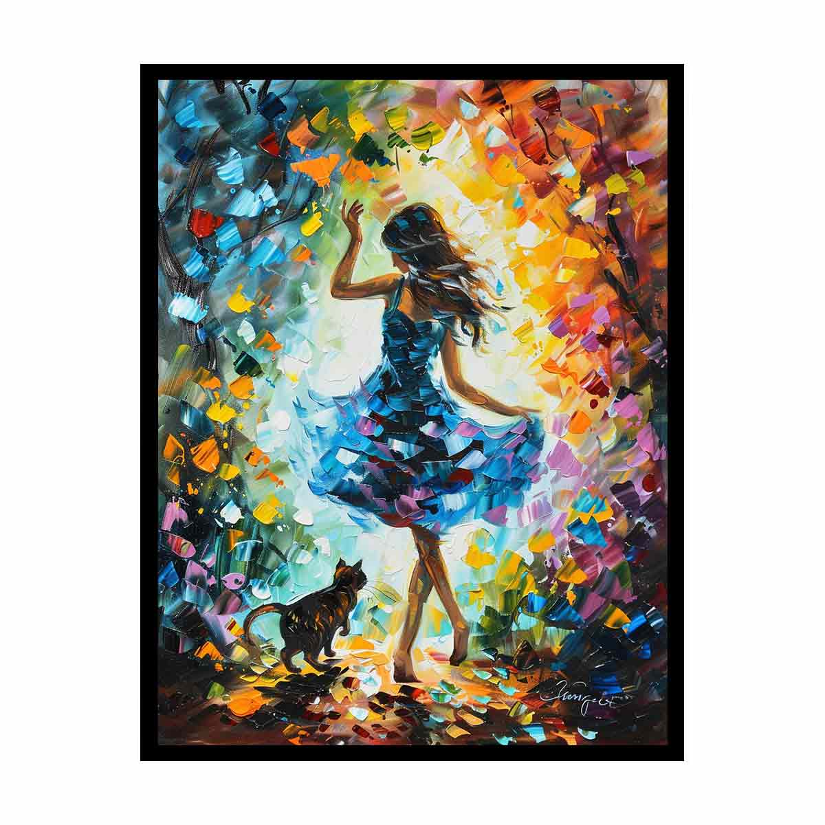 Dance With My Cat Canvas Art Print-4