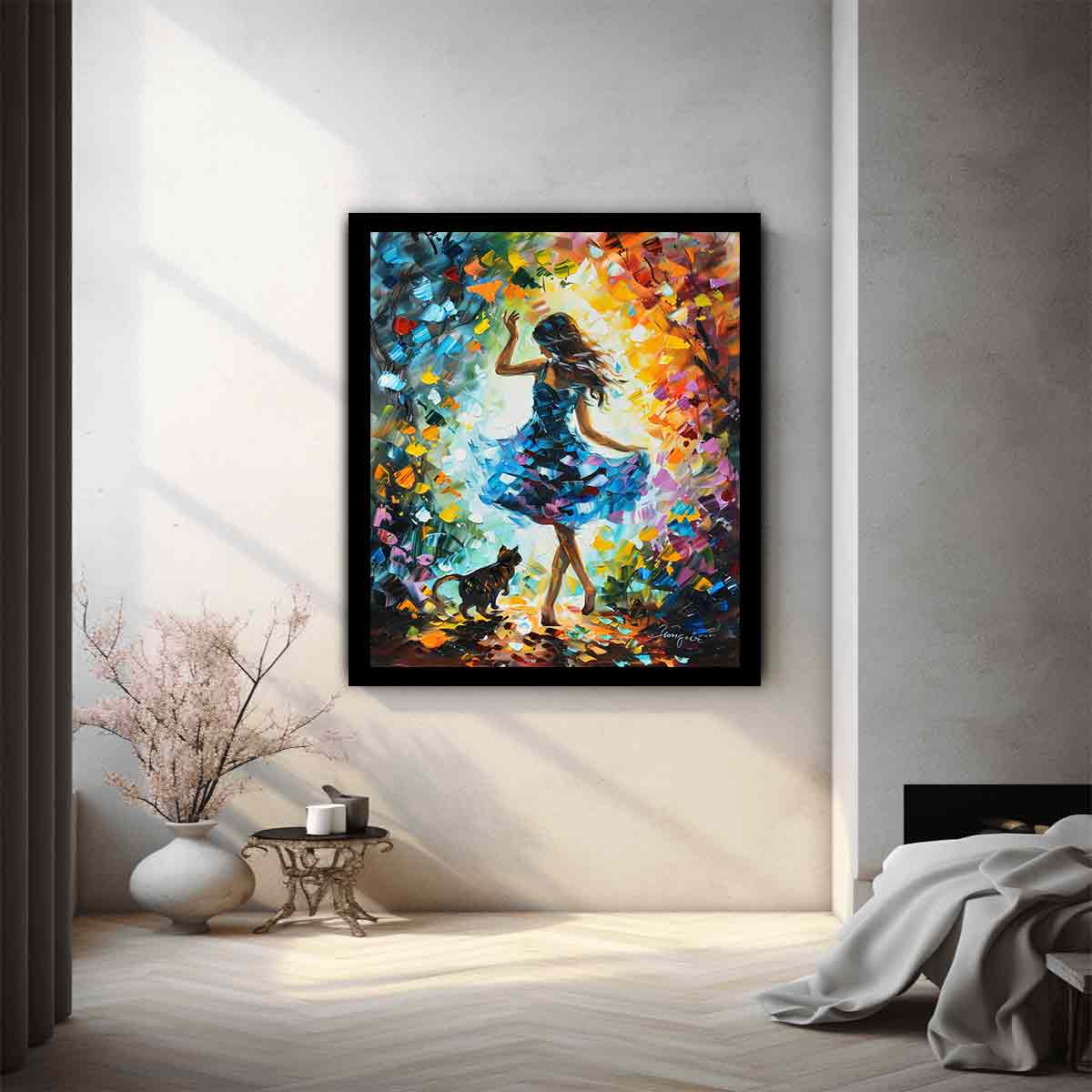 Dance With My Cat Canvas Art Print-1