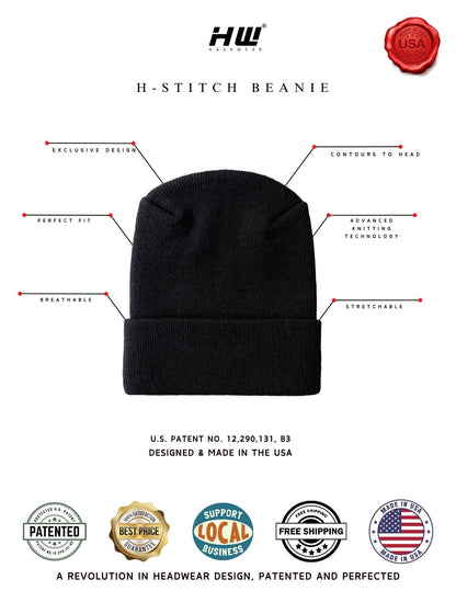American Flag Beanie - H-Stitch Circular Knit Cuffed Beanie - Patented Design and Made in USA-1