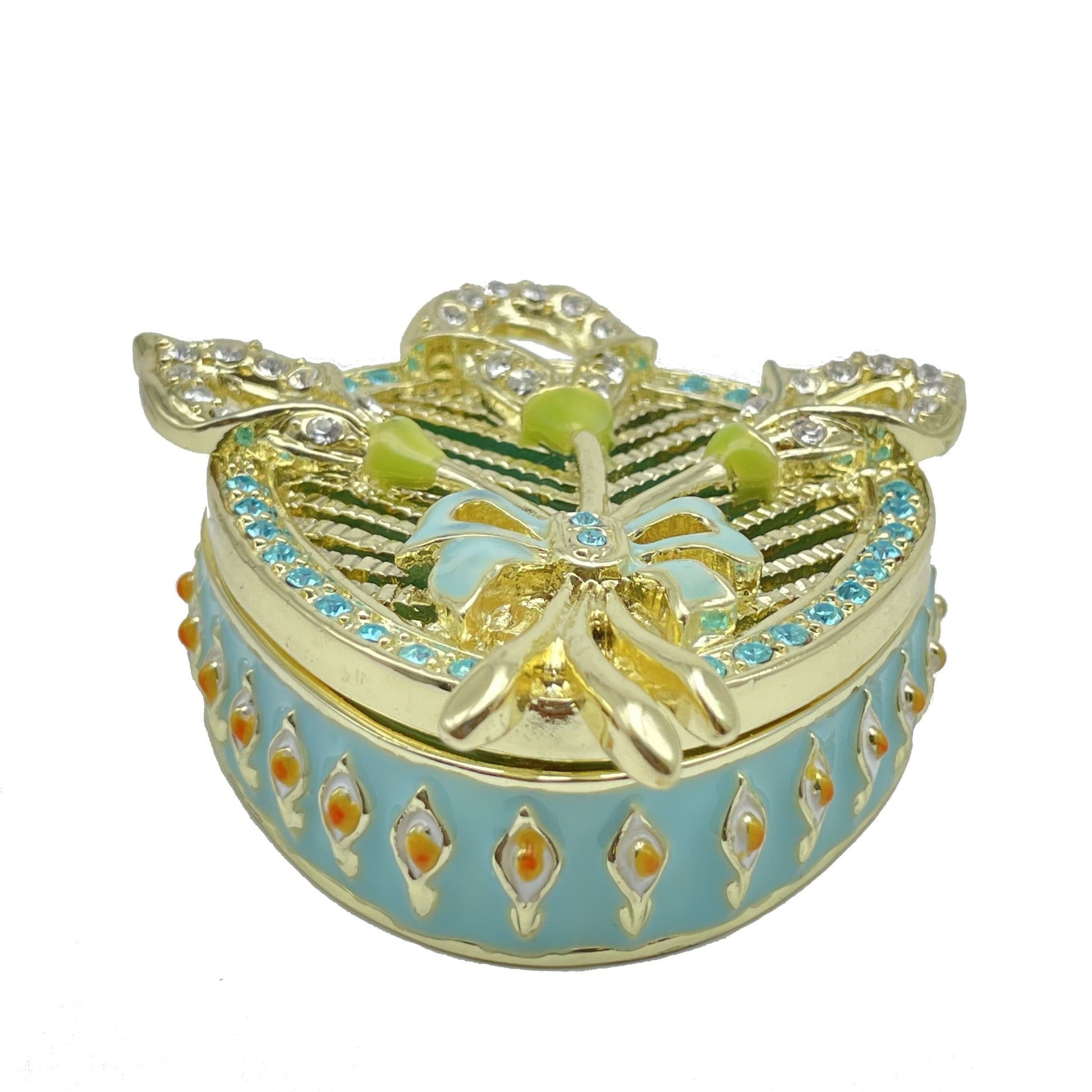 Green turquoise Beautiful Decorated Trinket Box-0