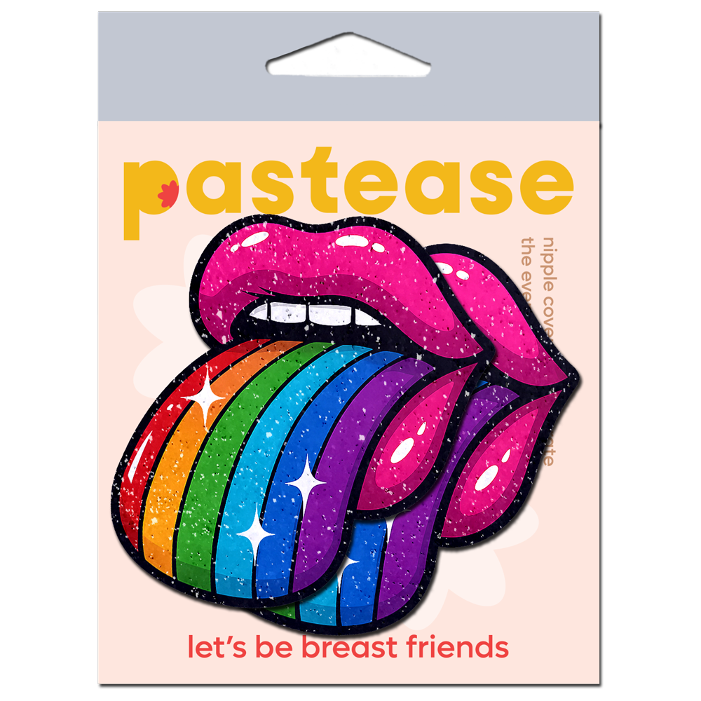 5-Pack: Taste the Rainbow Sparkling Tongue Out Breast Covers by Pastease®-4