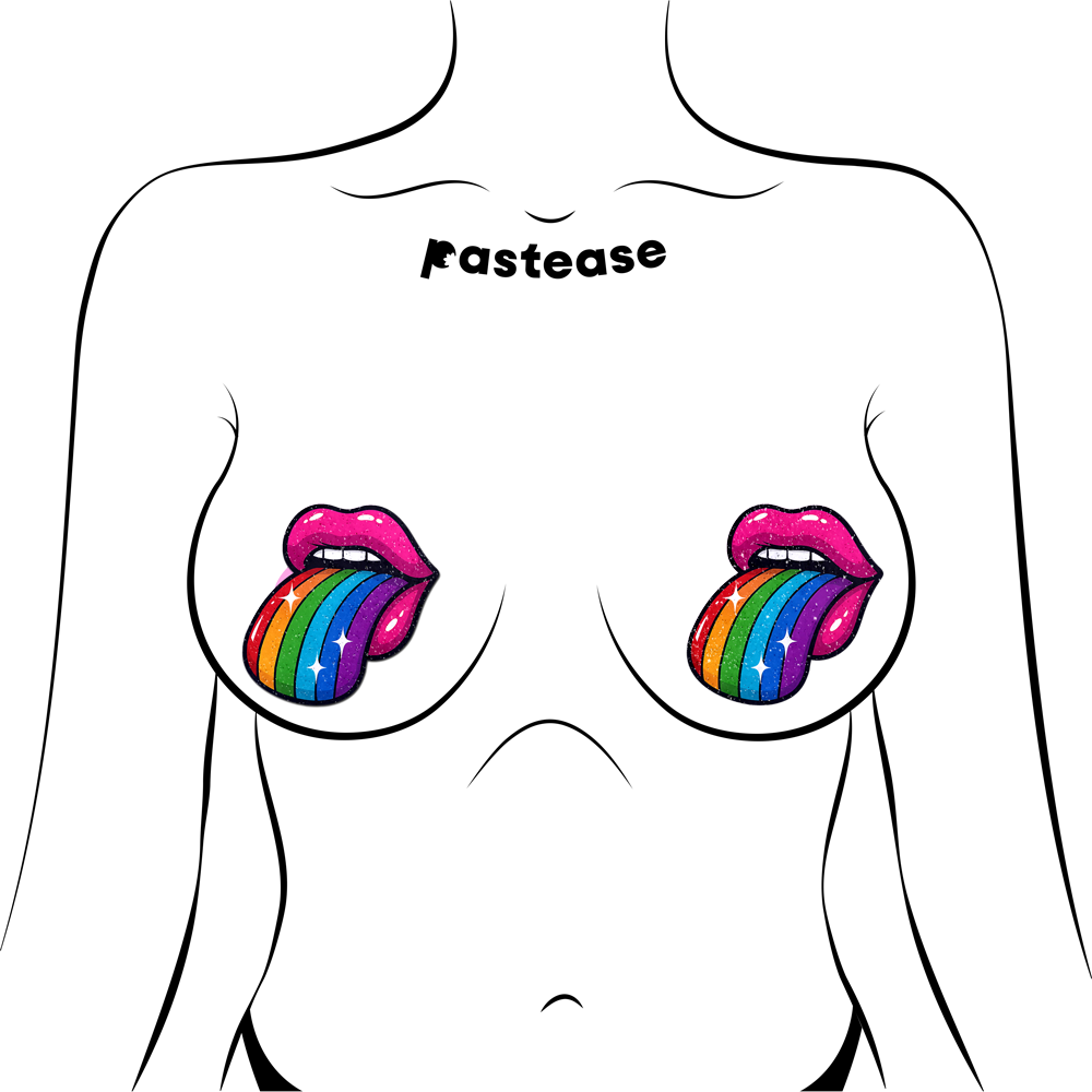 5-Pack: Taste the Rainbow Sparkling Tongue Out Breast Covers by Pastease®-1