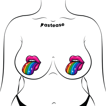 5-Pack: Taste the Rainbow Sparkling Tongue Out Breast Covers by Pastease®-2