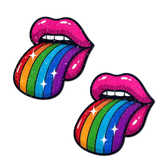 5-Pack: Taste the Rainbow Sparkling Tongue Out Breast Covers by Pastease®-0