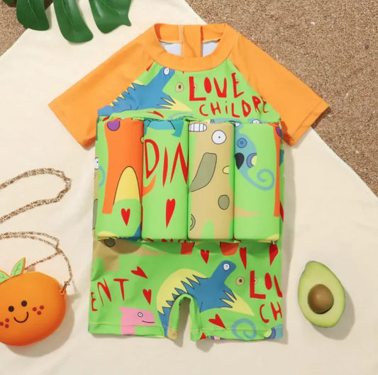 Kids' Dinosaur Buoyancy Swimsuit Jumpsuit