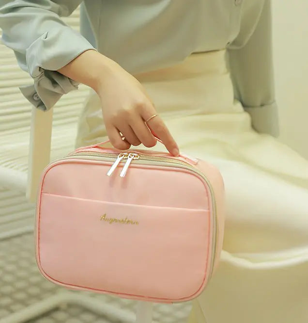 Green Cosmetic Makeup Bag for Women with Brushes