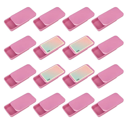 Cubic Ape Slide Top Tin Containers for Lip Balm Solid Perfume (0.5 oz 16-Pack w/Labels) - (Small) Empty Cosmetics Metal Boxes with Sliding Lids (Gloss Pink)
