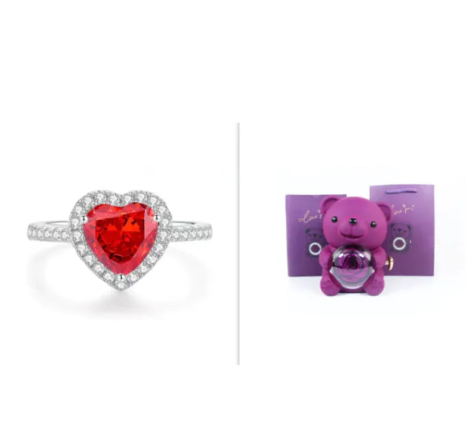 Eternal Rose Teddy Bear Gift Box with Necklace