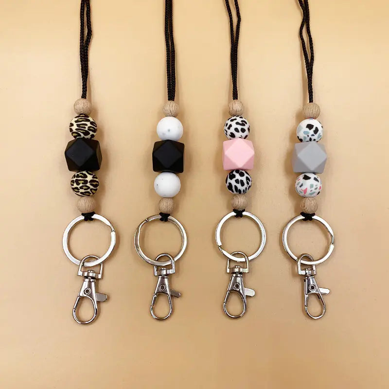 Amazon Badge Holder Keychain with Silicone Beads Lanyard