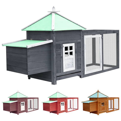vidaXL Chicken Coop and Run Hen House with Nesting Box Chicken Pen Solid Wood-4