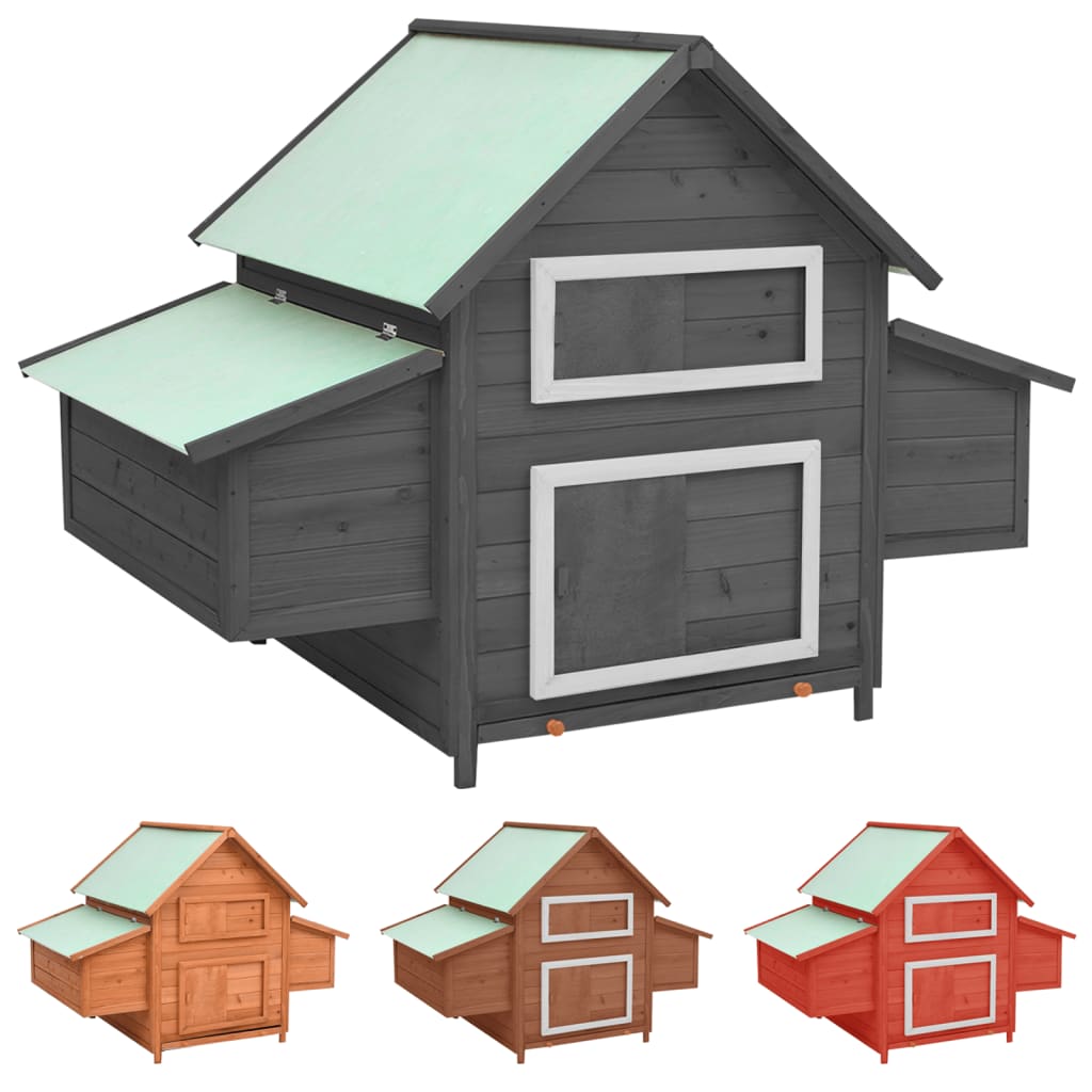 vidaXL Chicken Coop Hen House with 2 Nesting Boxes Chicken Pen Solid Fir Wood-5