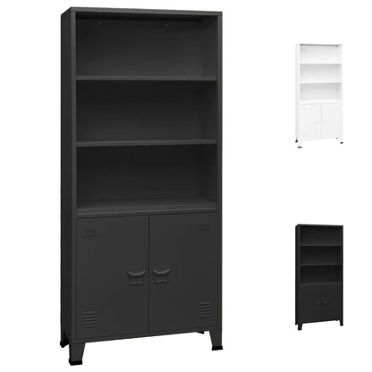vidaXL Bookshelf Bookcase with 3 Shelves Decor Cabinet with Display Steel-4