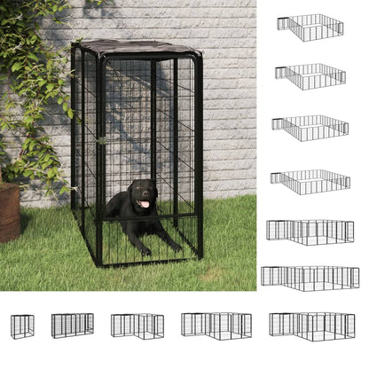 vidaXL Dog Playpen Kennel Dog Cage Puppy Pet Exercise Wire Fence Steel Black-5