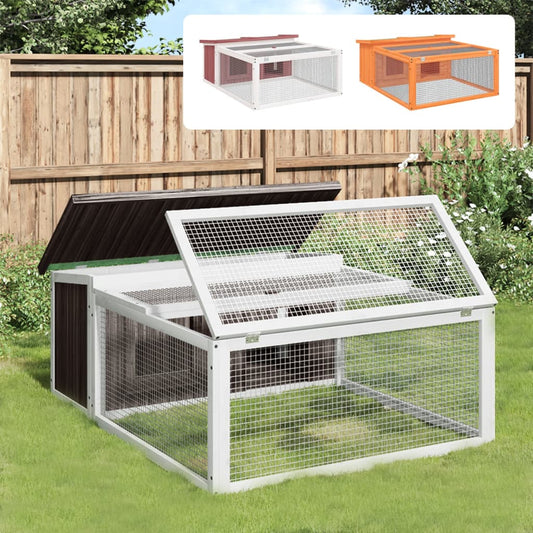 vidaXL Rabbit Hutch Brown 46.3"x38.2"x18.7" Solid Wood Pine-0