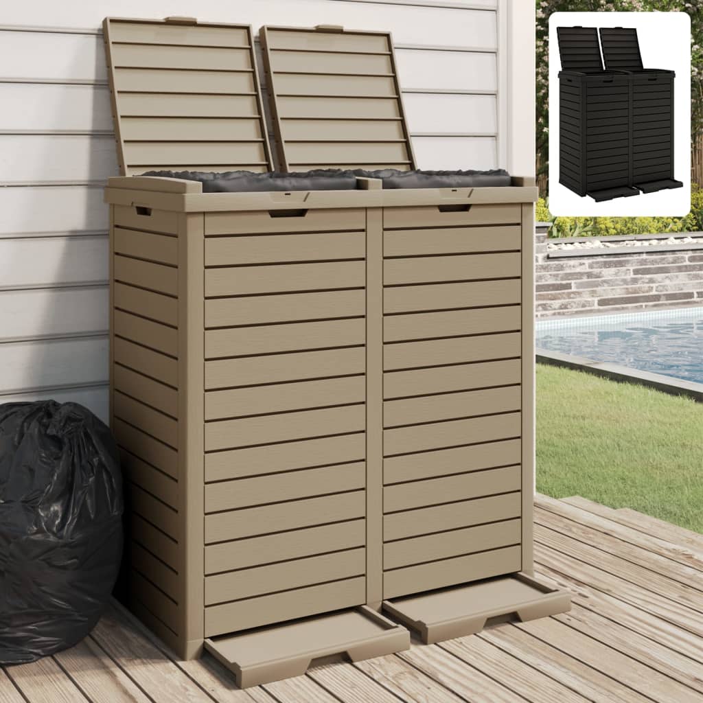 vidaXL Trash Can Garbage Can Trash Bin for Backyard Outdoor Polypropylene-2