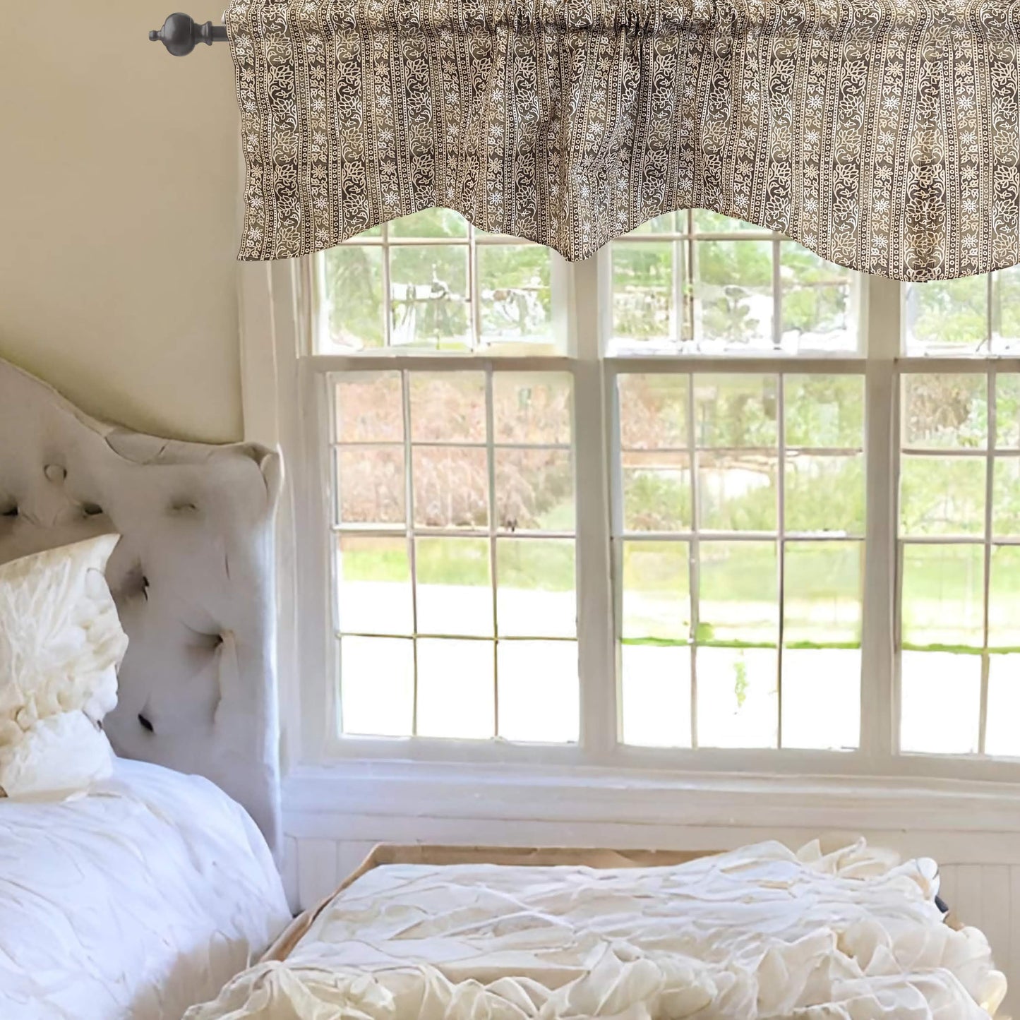 DaDa Bedding Moroccan Paisley Filigree Floral Window Curtain Valance - 18" x 52" (JHW-885)-2