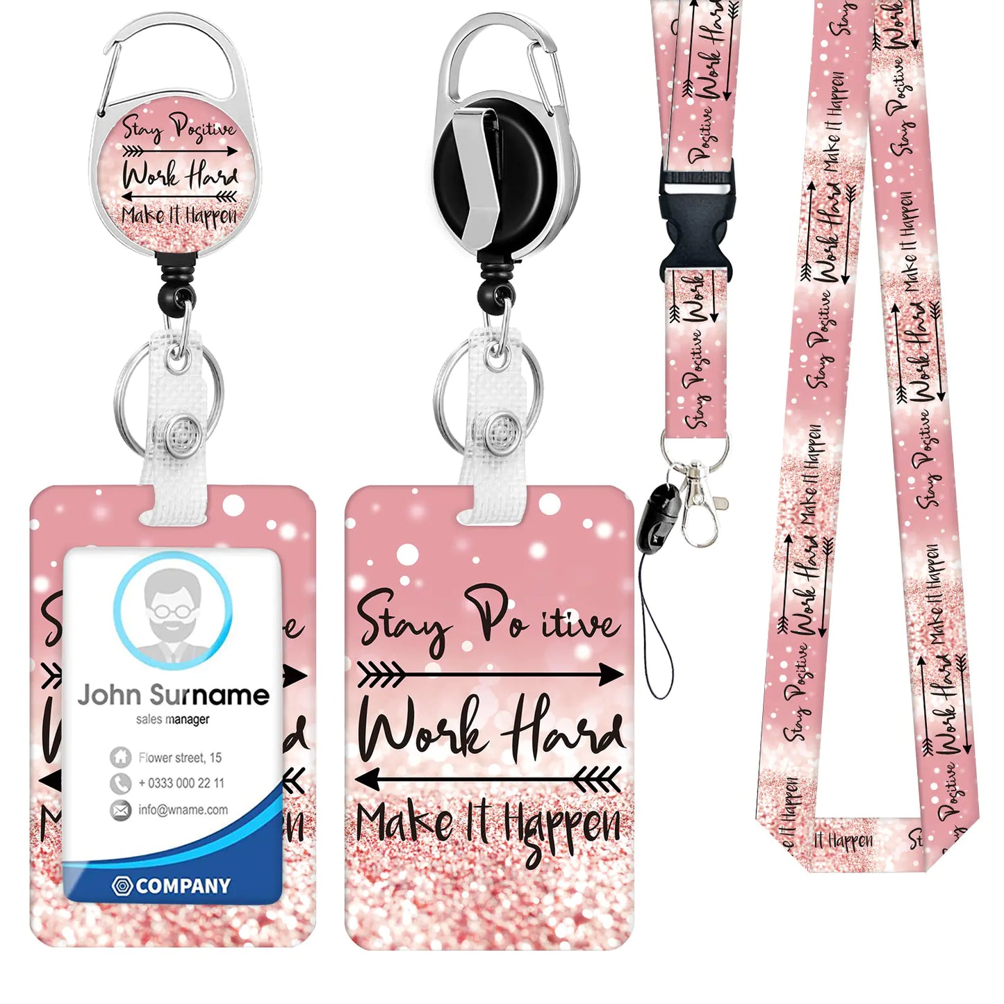 Zinc Alloy Rainbow Lanyard with PVC ID Card Holder