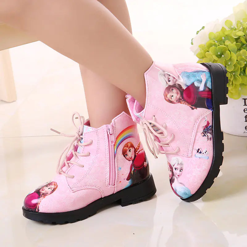 Frozen Princess Cotton Boots for Girls, Cartoon Snow Boots
