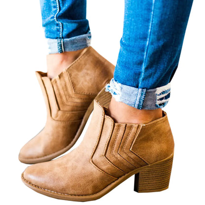 Chunky Heel Ankle Boots, Bare Boots, Mid-Heel Booties