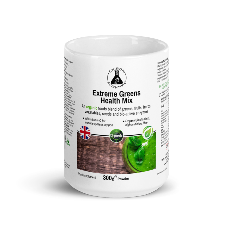 Extreme Greens Health Mix Label White glossy mug-1