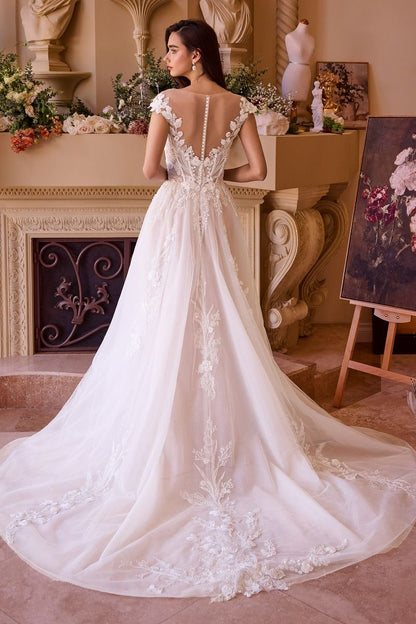 Cap Sleeve Bridal Ball Gown-1