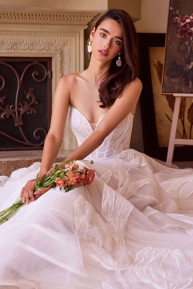 Tullip Sequin Embroidered Wedding Ball Gown-1