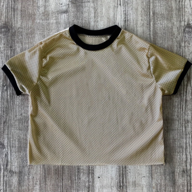 6031 - Women's Cropped Mesh Ringer Tee-6