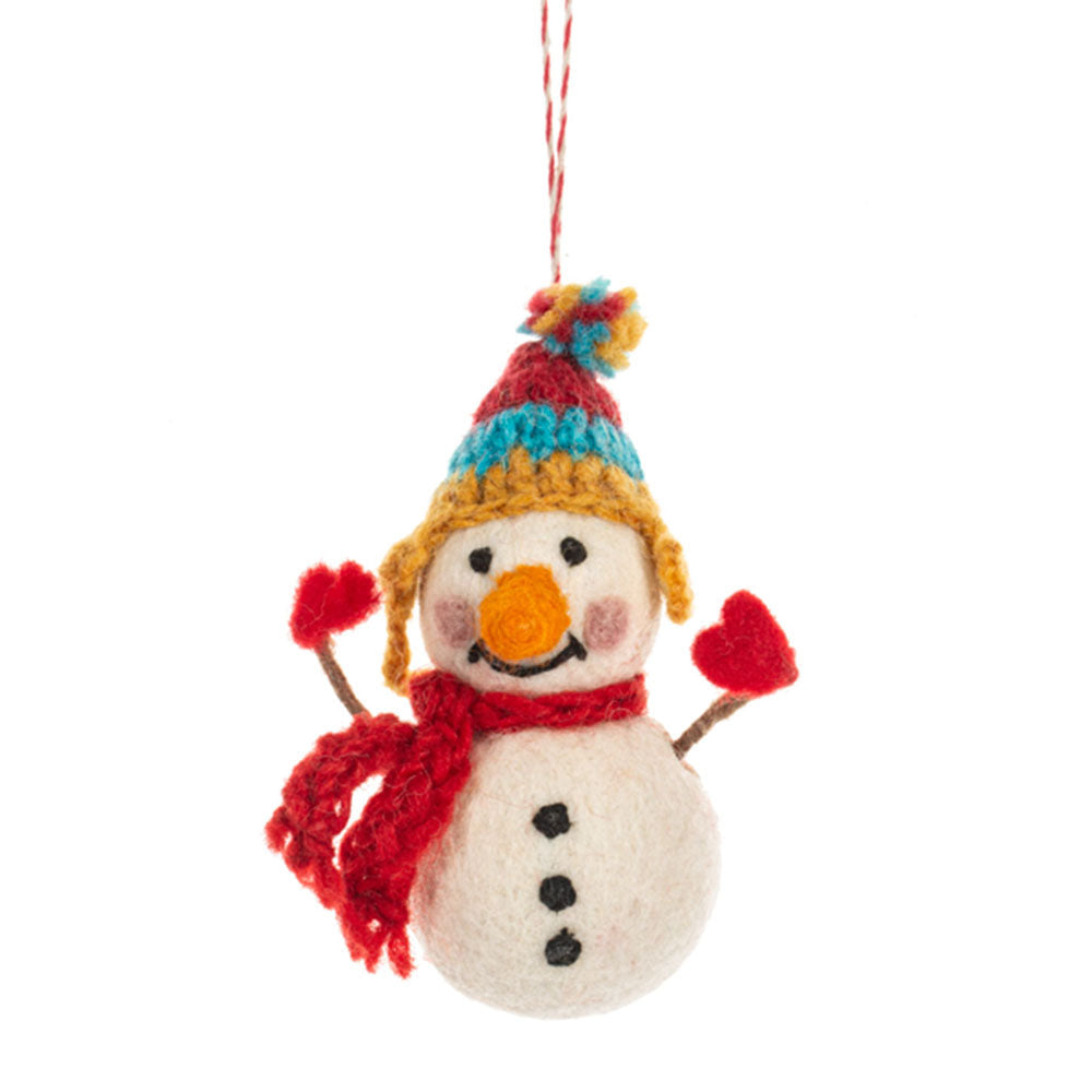 Felted Wool Santa & Snowman Ornaments Set of 2-2