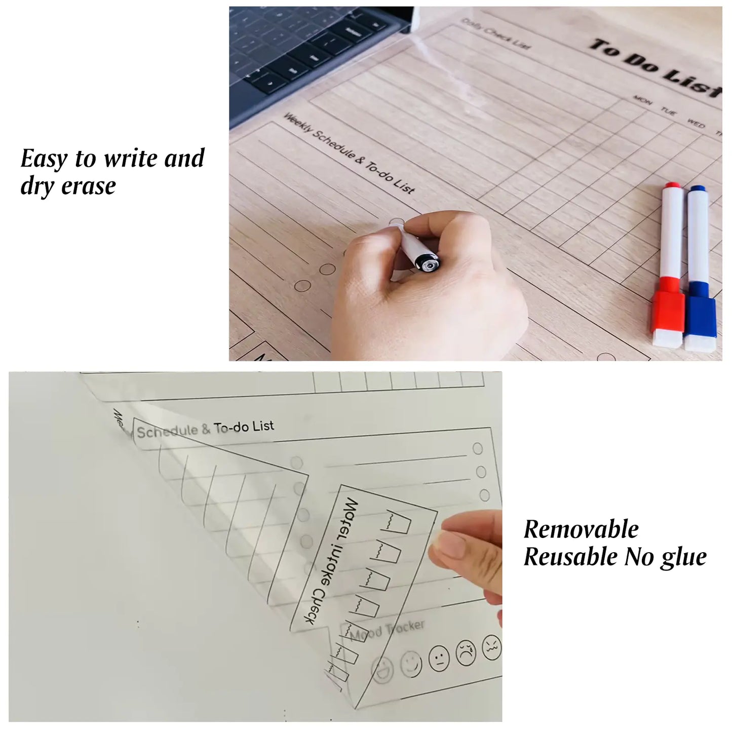Transparent Erasable Planner Set with Magnetic Tape (3 pcs)