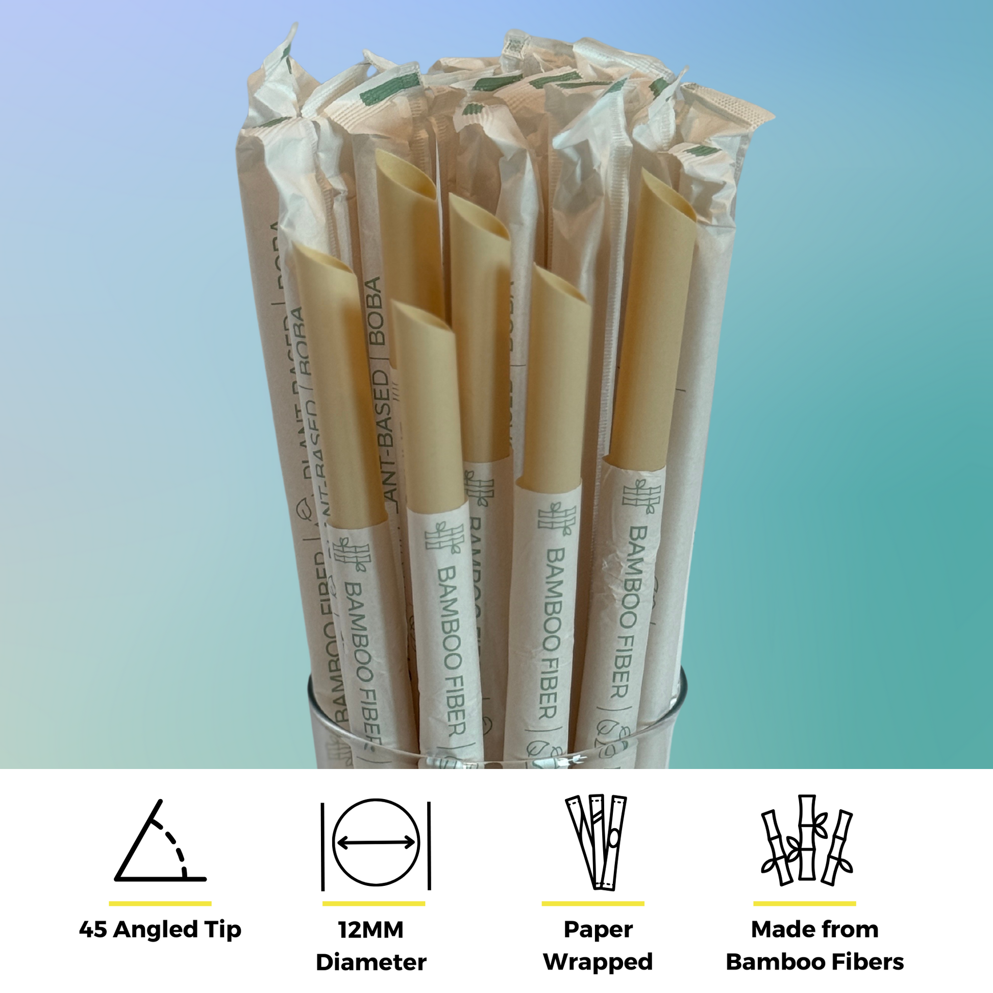 8.7" Wrapped Boba Bamboo Fiber Straws | 12mm-3