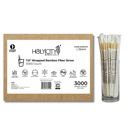 7.9" Wrapped Bamboo Fiber Straw | 6mm-5