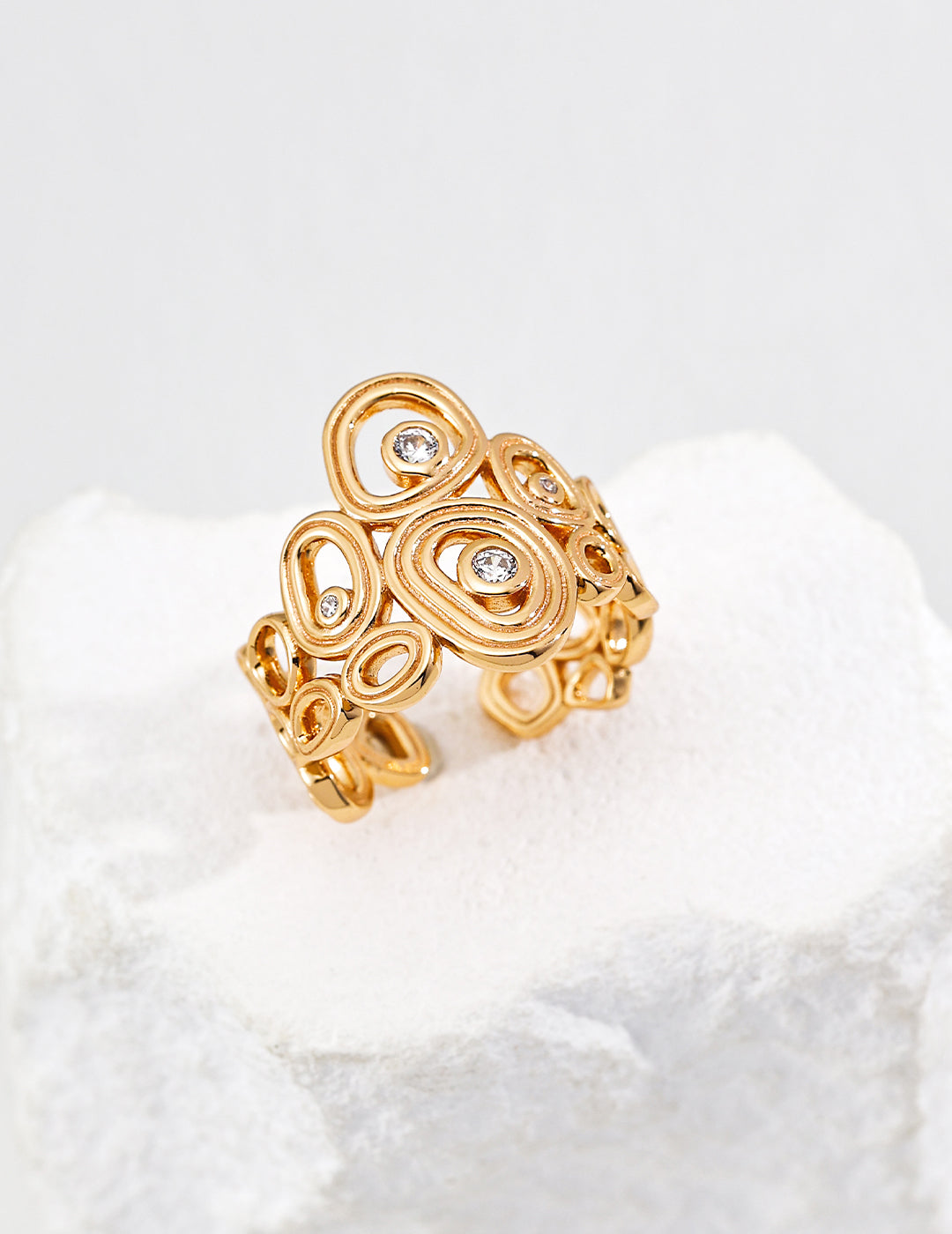 Geometric Circle Zircon Ring-1