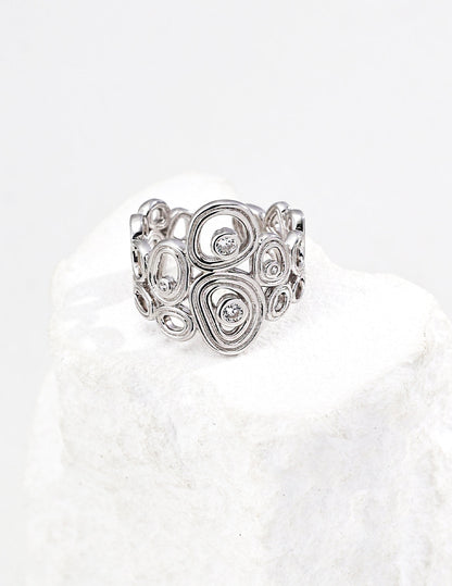 Geometric Circle Zircon Ring-2