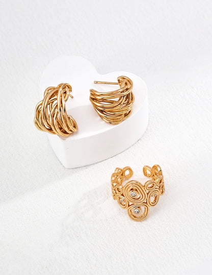 Geometric Circle Zircon Ring-3