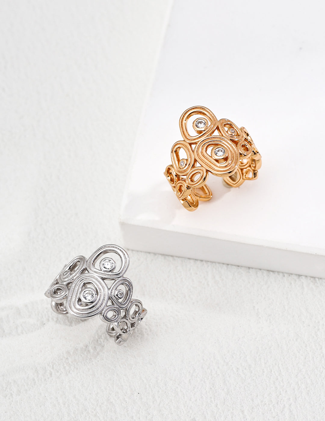 Geometric Circle Zircon Ring-0