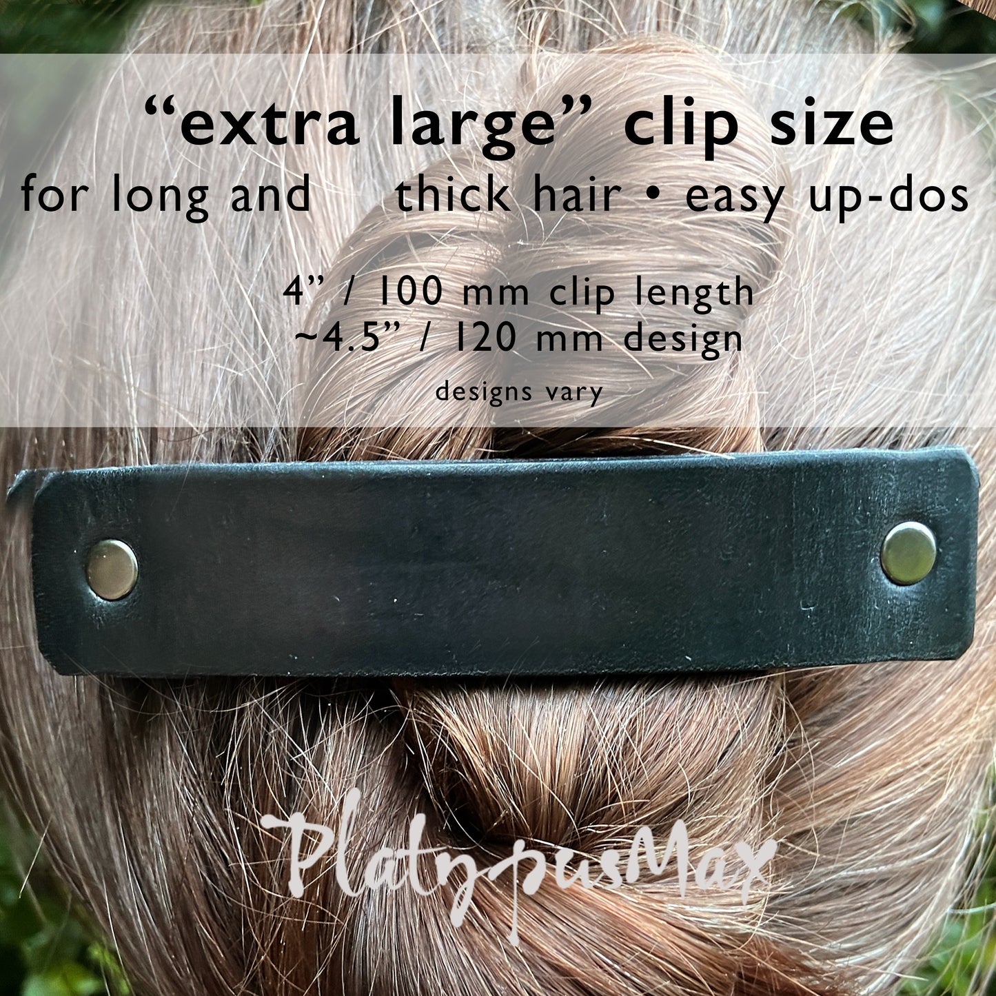 Black Barrette with Rustic Bronze Textured Studs-4