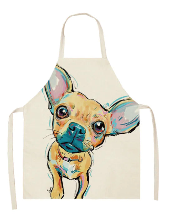 Nordic Polyester Dog Print Apron for Adults
