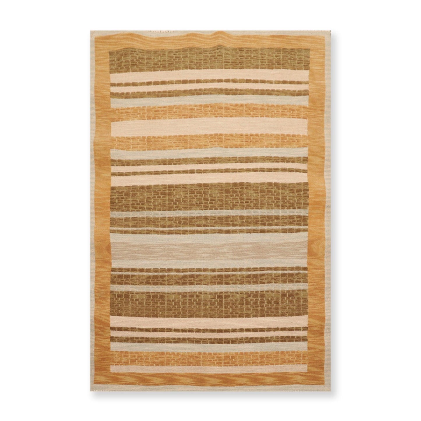 3'10" x 5'10" Hand Knotted Wool High Low Pile Area Rug Beige-0