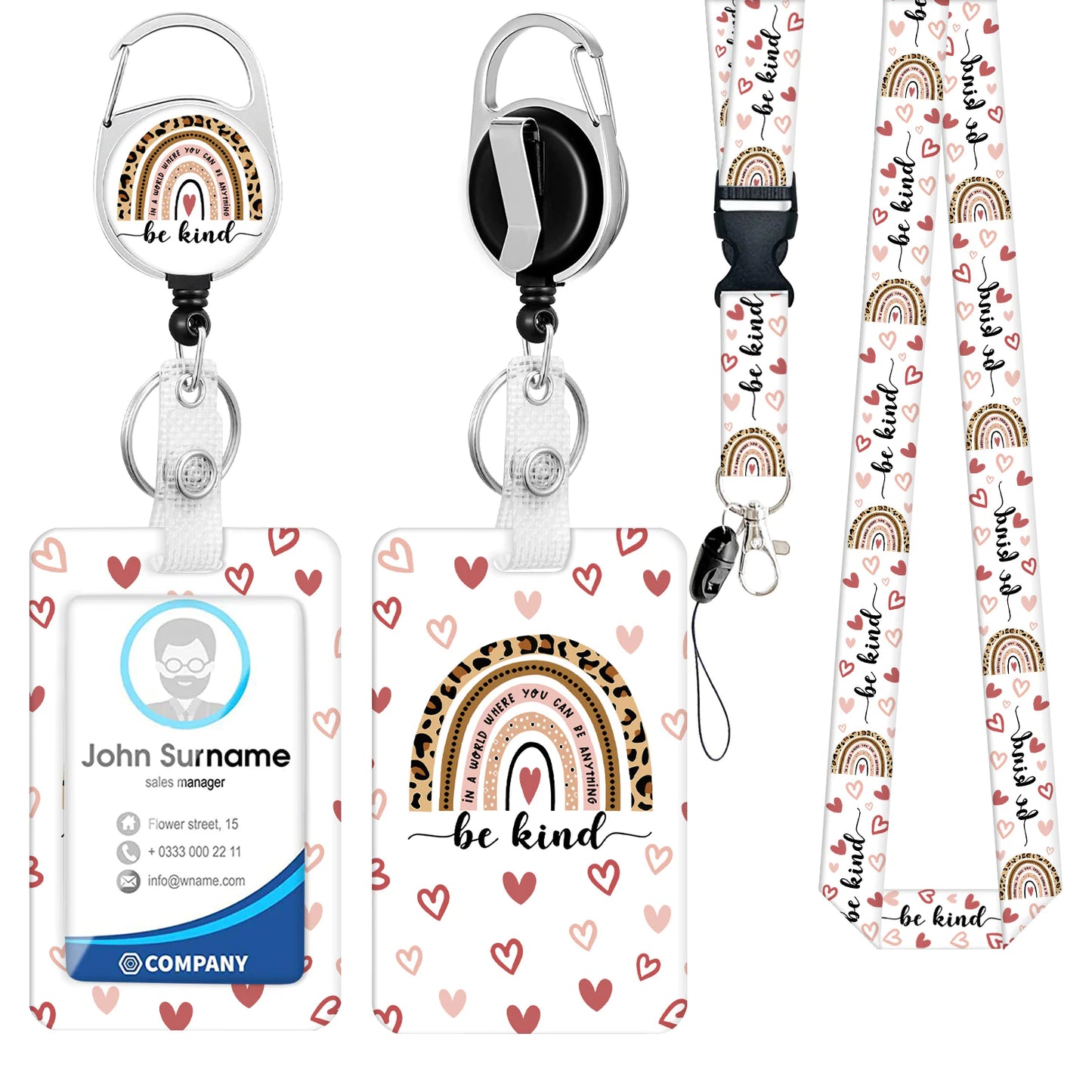 Zinc Alloy Rainbow Lanyard with PVC ID Card Holder