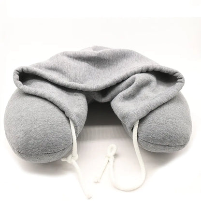 Hooded U-Shaped Neck Pillow for Comfort