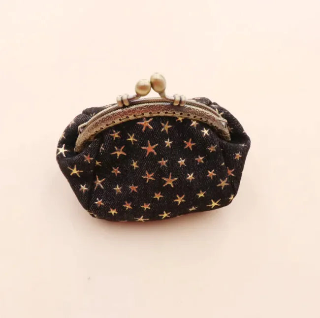Vintage Denim Handmade Women's Coin Purse with Hasp Closure