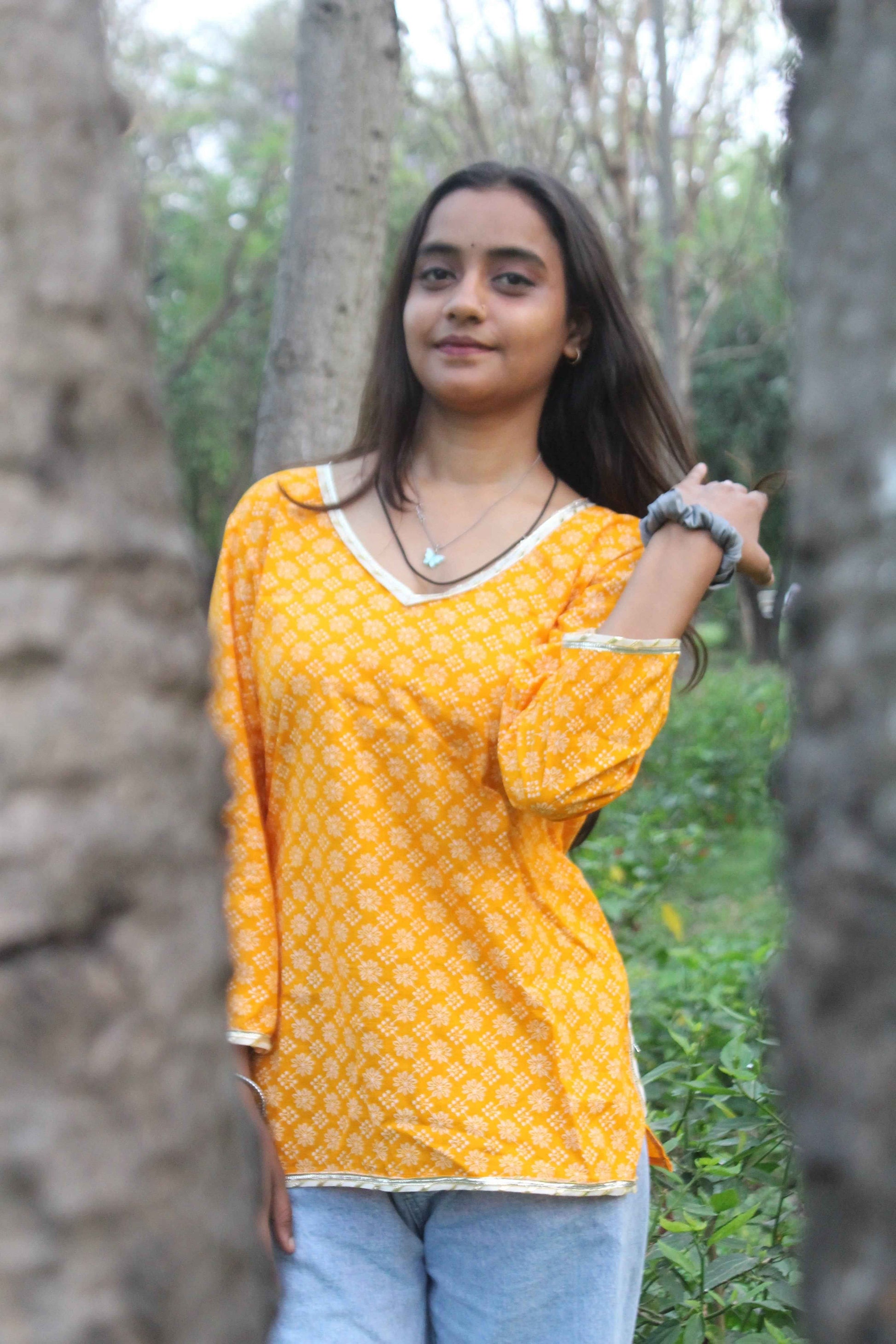 Yellow Dusk Cotton Kurti-1