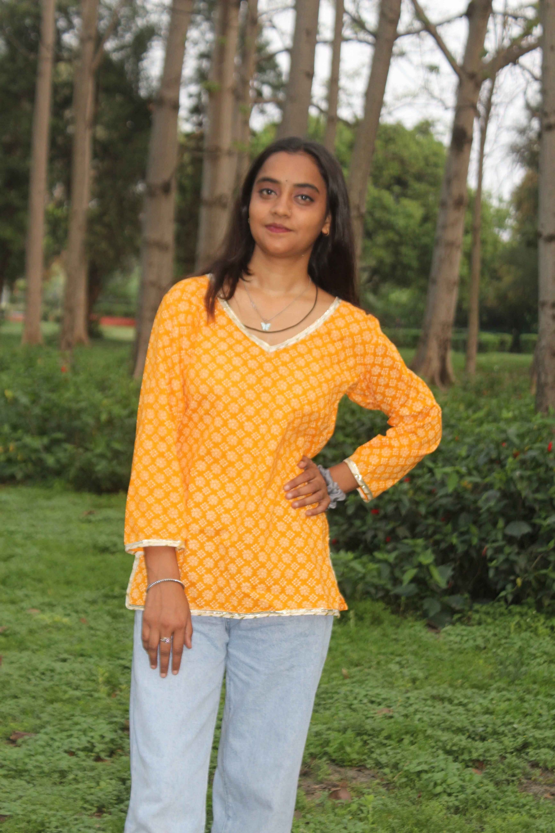 Yellow Dusk Cotton Kurti-0