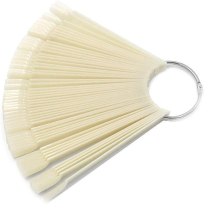 50Pcs Round Head Iron Ring Fan Color Card Oval Fake Nail Practice Tools-6