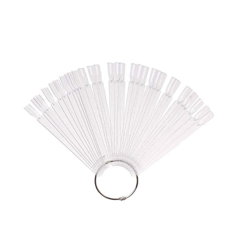 50Pcs Round Head Iron Ring Fan Color Card Oval Fake Nail Practice Tools-7
