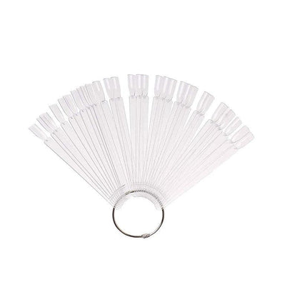 50Pcs Round Head Iron Ring Fan Color Card Oval Fake Nail Practice Tools-7